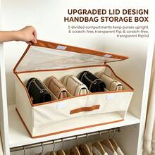 Handbag Storage Organizer Box, Space Saving Closet Handbag Storage Bin With Lid & Carry Handle, Under Bed Storage Container For Apartment, Dormitory And Household Use - Multicolor - View 7