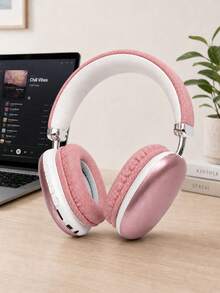 Portable Metal Pink Over-Ear Wireless Headphones, Multi-Interface Type-C/TF/3.5MM, Soft Ear Cushions Stereo Headphones, Suitable As Birthday Gift For Teenage Girls - View 15