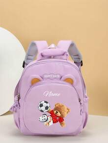 Mini Customizable Cartoon Bear Football Backpack Nylon Zipper Bag With Adjustable Shoulder Strap For School, Toddler Backpack - Multicolor - View 23