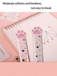 1/2 pièces Règle créative en forme de patte de chat 15cm, Règle en plastique transparent, Règle pour étudiants - Transparent - Voir 3