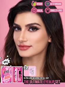 MISSLYN 4-Piece Eyes Lips Done Set, 3-Step Daily Exquisite Makeup Kit, Instant Volumizing & Lengthening Washable Mascara, Rich Black Cream Eyeliner, Silky Texture Lipstick, All-Day Wear, Suitable For Atmospheric Party Makeup,Back-To-School Gift - #01+#01+#56 - View 11