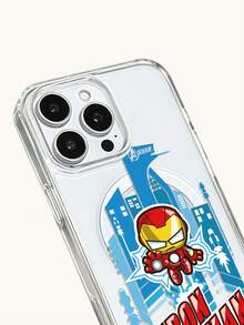 Miniso Marvel 蜘蛛人鋼鐵人卡通圖案磁吸手機殼 男款，適用 iPhone 17 Pro Max/17 Pro/Air/16 Pro Max/15 Plus/14/13/IP 17/15 Pro/12 Pro/11/16 Plus/XR，Apple 防摔防刮保護殼 - 透明4 - 查看 9