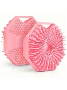 Silicone Multi-Function Body Scrub Brush, Bath Massage Exfoliating Tool, Hair Brush, Multi-Function Bathroom Cleaning And Back Scrub Brush, Polygonal Silicone Bath Brush, Portable Wall-Hanging Silicone Hexagonal Bath Brush - Multicolor - View 6