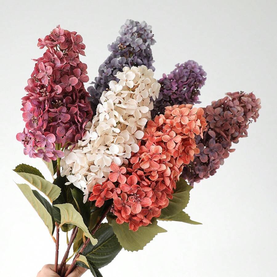 1 buah Bunga Hydrangea Buatan Berbentuk Kerucut Berkualitas Tinggi, Bunga Hydrangea Palsu Berbentuk Kerucut, Bunga Dekorasi Pernikahan, Dekorasi Rangkaian Bunga Ruang Tamu dan Meja Makan, Seni Bunga Bionik - MultiWarna - View 1