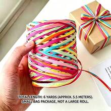 6 Yards/Pack Colorful Raffia Paper Rope Ribbon, Perfect For Gift Wrapping, Christmas Decor, Floral Arrangement And Wedding Bouquet, Party Decoration Paper Rope, Holiday Wedding, Handicrafts - Multiple Styles - View 8