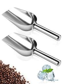 1pc Stainless Steel Ice Scoop And Flour Scoop, Multi-Purpose Food Scoop For Ice Sugar Beans Rice Pet Food, Practical Restaurant Scoop For Kitchen Restaurant Outdoor Food Store Party Picnic Freezer Storage - View 1