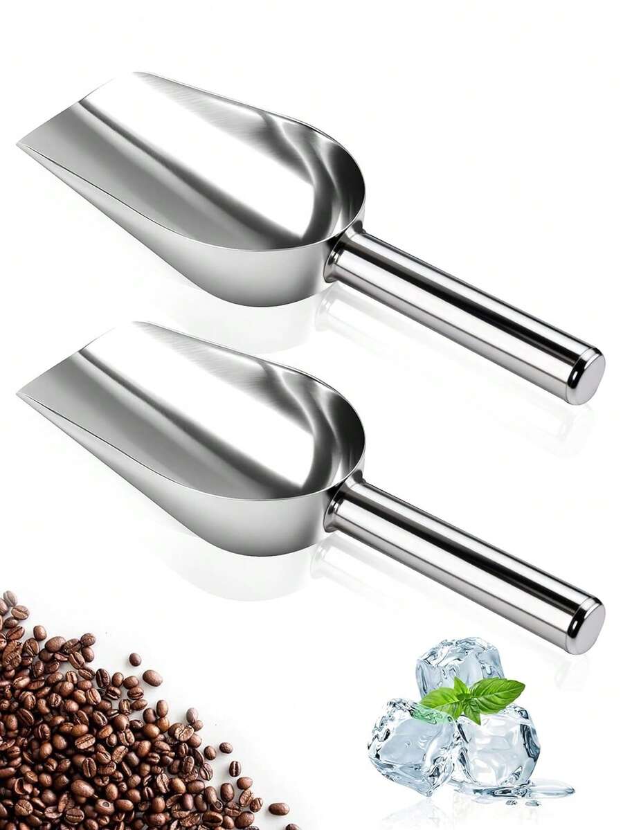 1pc Stainless Steel Ice Scoop And Flour Scoop, Multi-Purpose Food Scoop For Ice Sugar Beans Rice Pet Food, Practical Restaurant Scoop For Kitchen Restaurant Outdoor Food Store Party Picnic Freezer Storage - View 1