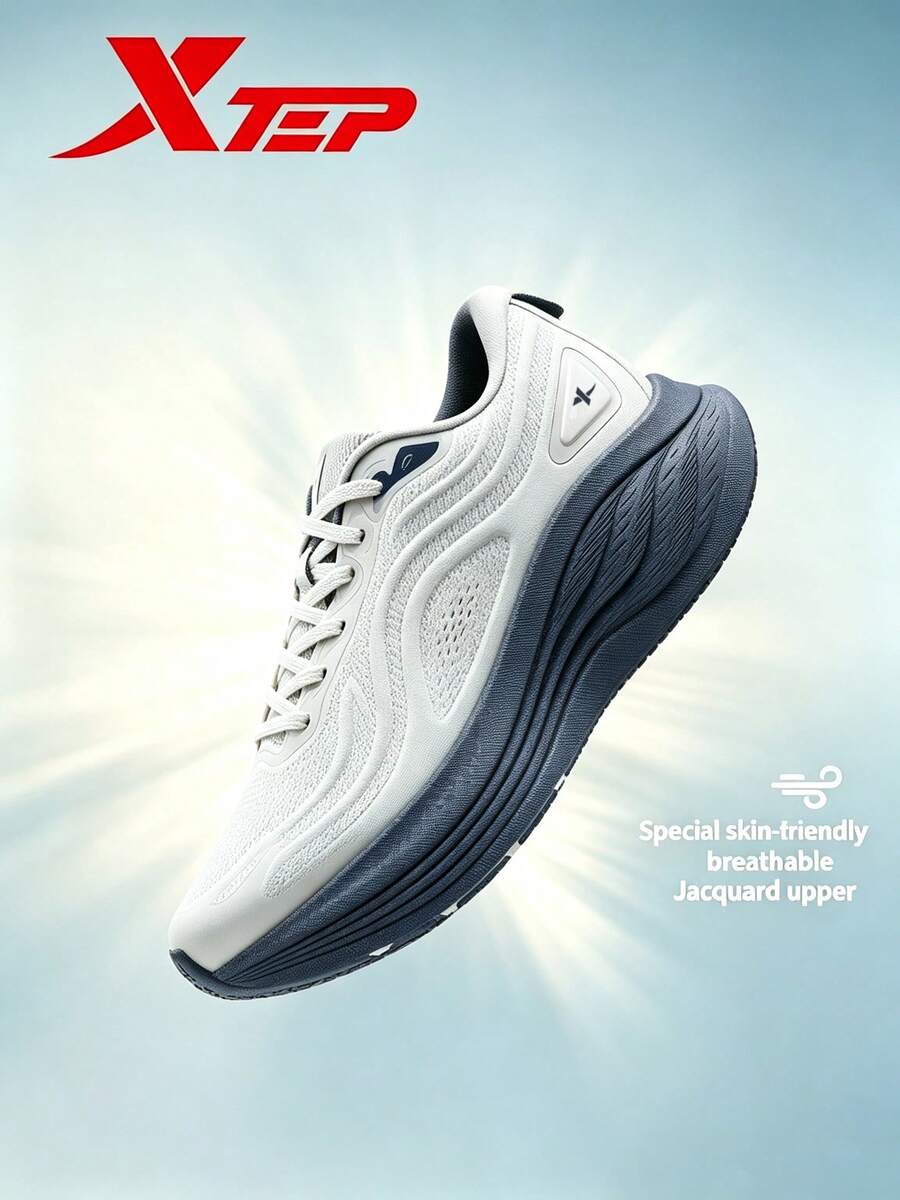 XTEP--Zapatillas de running ligeras para hombre, de malla transpirable, para verano, con absorción de impactos, ligeras, color gris luna - Lima Lunar - Ver 1
