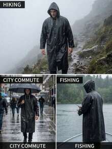 1pc EVA Waterproof Raincoat With Adjustable Hood And Drawstring, Button Closure Design For Easy On And Off, Lightweight And Foldable Material For Easy Storage And Carrying, Waterproof, Windproof And Durable, Suitable For Outdoor Hiking, Cycling, Short Trips, Lightweight And Portable Multi-Functional Outdoor Waterproof Apparel - A - View 7