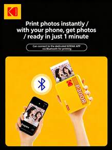Kodak Printer foto P300R Mini3 Retro terhubung ke ponsel Anda melalui Bluetooth untuk mencetak foto. Portabel untuk di rumah dan bepergian, printer ini menawarkan pencetakan foto sublimasi warna dengan laminasi otomatis. Sempurna sebagai hadiah liburan, ulang tahun, atau pernikahan. - MultiWarna - View 5