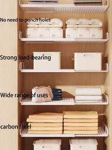 Estantería de almacenamiento expandible para armario - Estantería de almacenamiento vertical ahorradora de espacio con estantes de altura ajustable, perfecta para almacenar ropa, zapatos y gabinetes - Fácil de instalar, ideal para la organización del armario y el almacenamiento del hogar - Ver 7