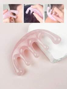 1pc Portable Resin Massage Comb Beauty Tool, 5-Tooth Design, Suitable For Head And Neck Gua Sha Comb, Beauty Skincare Product, Spa, Self-Care, Skincare Tool, Facial Care, Esthetician Supplies, Massage, Facial Massage Tool, Facial Roller - Multicolor - View 1
