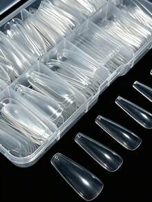 240pcs Extra Long Ballet Nails Wearable Nails Full Coverage Matte Gel Nail Tips Capsule Shaped Fake Nails Nail Art Supplies - Clear - View 3