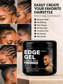 SUMVX 100g/3,53oz Gel de Estilização Poderoso que Fixa Eficazmente Cachos e Tranças no Lugar, Reduz o Frizz e as Pontas Duplas, Contém Óleo de Rícino Negro e Óleo de Coco para Suavizar os Fios Rebeldes. É Livre de Parabenos, Sulfatos, Óleo Mineral e Ingredientes à Base de Petróleo - 100g/3,53oz - Visão 3