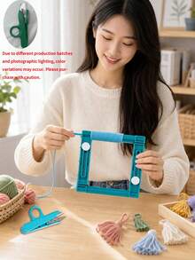 Adjustable Plastic Tassel Maker, Square Teal DIY Tool, Suitable For Craft Enthusiasts - Multicolor - View 9