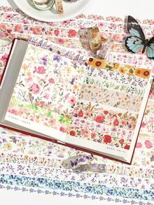 32 Rolls Floral Washi Tape Set, Fresh Floral Pattern Multi-Size Decorative Tape Gift Box For Planner, DIY Sticker Border Background Material Collage Stationery Gift - 1 Set - View 7