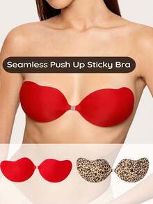 Lignisse Bra Tempel Motif Leopard untuk Wanita, Dapat Digunakan Kembali, Penutup Puting Tak Terlihat, Bantalan Payudara Perekat, Bra Push Up Tanpa Tali dan Tanpa - MultiWarna - View 1