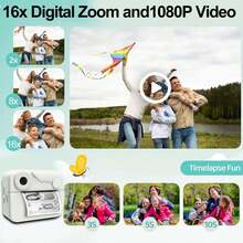 Children's Instant Print Camera Toy, Equipped With Dual 1080P HD Cameras, 1200mAh Battery, Two Printing Modes And Three Printing Densities, Perfect Gift For Kids, Suitable For Christmas And New Year - Multicolor - View 4