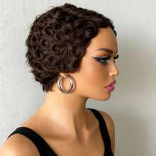 6 Inch Short Side Part Wig, 100% Human Hair Woven Short Bob Wig For Women - Multicolor - View 7