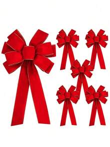 3pcs Large Red Christmas Bows, Outdoor Christmas Bows, Christmas Tree Top Bows, Christmas Home Wreath Tree Decor, Christmas Decorations, Christmas Tree Decor, Christmas Table Decor - View 8