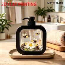 Creative Bathroom Dispenser With Hand Pump - 5 Cute Cartoon Bees Playing Around Daisies, Warm Healing Design, Suitable For Bathroom, Kitchen, Sink - Fits Soap, Hand Wash, Body Wash And More - Creative Lotion Bottle - Multicolor - View 12