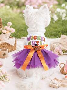 PETCIRCLE 1 Buah Pakaian Hewan Peliharaan Anjing Kecil Anak Anjing Kucing Gaya Lucu Ringan Bernapas Suasana Liburan Pita Simpul Gaun Tutu Halloween - Lucu - MultiWarna - View 1