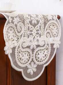 HXARTMIS 1PC Transparent Sheer Lace Table Runner, Paisley Floral Embroidered Hollow Out Tablecloth, Elegant Vintage Tabletop Decor, Suitable For Home Decoration, Theme Holiday Decoration - White - View 3