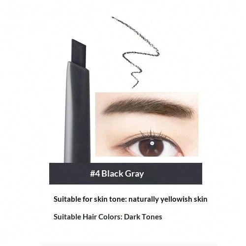 the SAEM Dual-Ended Angled Eyebrow Pencil With Spoolie Brush, Waterproof Long-Lasting Eyebrow Definer, Suitable For Eyebrows, 3 Colors Available - #04 Black Gray - View 1