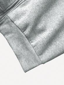 Men's Thin Fleece Hooded Sweatshirt Jacket, Casual Commuter Top, Basic Style For Sports, Fitness, Home Wear And Running, Autumn/Winter - Grey - View 5