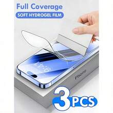 3pcs Hydrogel Full Coverage Screen Protector Film, Compatible With IPhone 11 12 13 14 15 16 Pro Max Plus 16e, Compatible With IPhone X Xs Max XR 7 8, Non-Glass - Clear - View 13