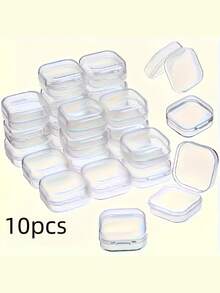 Multi PCS Clear Diamond-Shaped Small Box, Transparent Storage Container For Earrings Earplugs Fish Hooks Pills, Mini Square Case, Travel Organizer For Tiny Items, Multi-Purpose Empty Holder - Storage Box - View 11