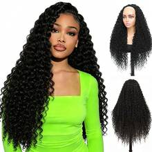 26 Inch Kinky Curly Half Wig, 3-In-1 Upgrade Synthetic Half Wig With Drawstring, 210% Density Seamless Clip-In & Flip-Over Headband Wig For Women, Wear And Go Beginner Friendly, Natural Black - Multicolor - View 1