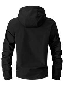 New Women's Solid Color Outdoor Casual Hooded Jacket - Black - View 4