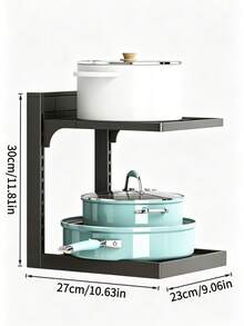1 Piece Adjustable Multi-Layer Cookware Storage Rack, Black Layered Pot Rack, Holds Woks, Stock Pots, Frying Pans And Milk Pans, Freely Adjustable Layer Height, Suitable For Kitchen Countertop And Cabinet Interior To Organize Various Cookware. - Multiple Specifications - View 9