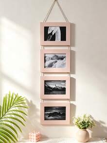 Vintage Modern Minimalist Rechargeable Photo Frame Collage Inch Natural Jute Rope 2pcs Set Multi-Grid Photo Frame, Empty Wooden Photo Frame Decor, Suitable For Home Bedroom And Living Room - Multicolor - View 10