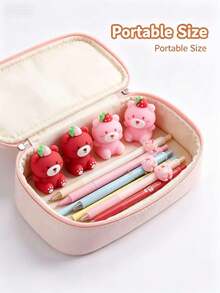 1pc Random Color Cartoon Pencil Sharpener, PVC Soft Rubber Cute Bear Pencil Sharpener, Children Elementary Students Stationery, School Supplies, Halloween Christmas Gift - Multicolor - View 2