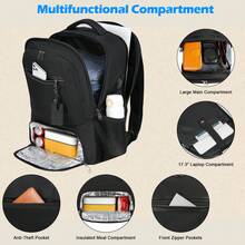 17.3 Inch Laptop Lunch Backpack With USB Charging Port, Waterproof Travel Backpack, Unisex, Carry-On, Insulated Cooler Bag, Student School Bag, Portable Laptop Backpack - 1pc - View 3