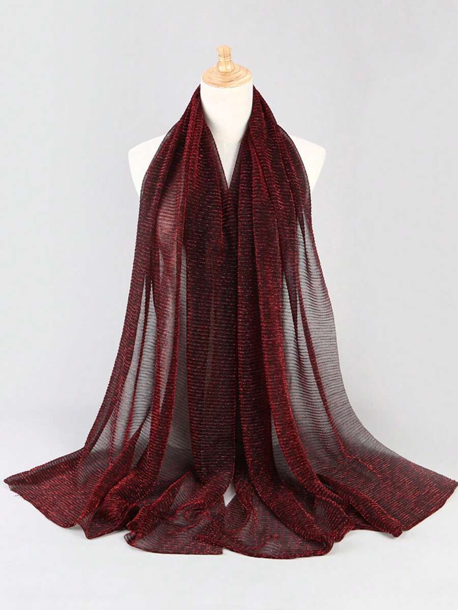 1pc Women's Lightweight Solid Color Sequin Scarf Headwrap Middle Eastern Style Decorative Shawl Sun Protection Wrap For Daily Use