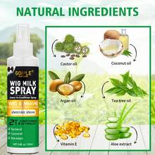 Goiple Hydrating & Reviving Wig Milk Spray – 2 - In - 1 Leave - In Conditioner & Detangler, Moisturize Revive Wig & Weave Spray With Tea Tree Oil,Coconut Oil,Aloe Extract – Human & Synthetic Hair Wigs,Daily Wig Care, Frizz - Free,Smooth & Shiny Finish,Women - 200ml - 查看 4