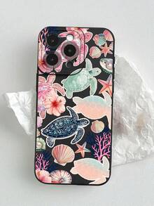 Gradient Sea Turtle Hibiscus Seashell Pattern Liquid Silicone Mobile Phone Case Full-Body Protection Shockproof Anti-Fall TPU Soft Rubber Case Compatible With IPhone 17/17pro/13/14/15/15pro/15 Plus/15 Promax/16/16pro/16plus/16promax/17Air/12pro/13pro/14pro/17Promax/12promax/13promax/14promax/14plus&Compatible With Samsung Galaxy A54 A14 A15 S23 S24 S24ultra S25 A07 A17 S26 A57 - Multicolor - View 5