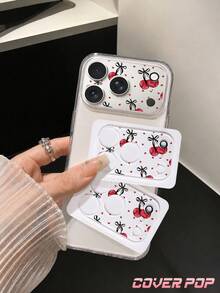 1pc Red Heart Cherry Camera Lens Protector, Compatible With Phone 17 Pro/17 Pro Max, Cute & Exquisite Lens Decoration, Enhances Phone Overall Texture, Adds Atmosphere To Photos, Tempered Glass Full Coverage, High Definition & Transparent, Scratch-Resistant & Anti-Fingerprint, Compatible With Phone Cases, Fashionable Small Gift For Girlfriend/Best Friend - Clear - View 3