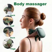 Bionic Heating Massager, Shoulder & Neck Electric Acupoint Massage Master, Wireless Portable Design, Electric Deep Tissue 3D Kneading Massage Pillow, 3 Speed Levels, Perfect Halloween Or Christmas Gift For Loved Ones, Friends And Elders - Army Green - View 2