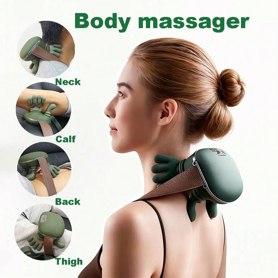 Bionic Heating Massager, Shoulder & Neck Electric Acupoint Massage Master, Wireless Portable Design, Electric Deep Tissue 3D Kneading Massage Pillow, 3 Speed Levels, Perfect Halloween Or Christmas Gift For Loved Ones, Friends And Elders