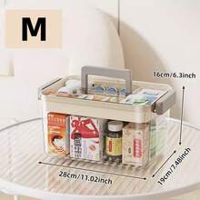 Transparent Double-Layer Medicine Storage Box With Snap Closure, Durable Plastic Material, Dust-Proof Multi-Function Storage Box For Home First Aid - Multicolor - View 6