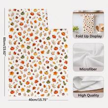2pcs Autumn Pumpkin Seamless Pattern Kitchen Towels, Rectangular Microfiber Kitchen Towels, Dish Cloths, Scrubbers, Hand Towels, Cooking Baking Tea Towels, Kitchen Decor, Housewarming Gift, Birthday Gift, Bathroom Cleaning Cloths, Decorative Towels - Orange - View 3