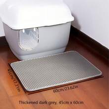 1pc Cat Litter Mat | Honeycomb Design | EVA Material | Non-Slip, Leak-Proof And Easy To Clean | Multiple Colors Available | Ideal Choice For Pet Care, Cat Litter Box Accessory | Honeycomb Pattern Mat | Durable Pet Mat - Grey - View 23