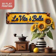 2D Flat Vintage Style Italian Metal Wall - Blue Letter Sign, Suitable For Office And Cafe Decor - Pre-Drilled Or Adhesive Installation, 2D Flat Design Decorative Sign And Plaque (Random Style) - A - View 5
