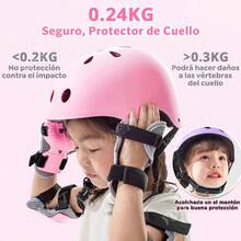 Kit Protección Profesional Para Niños Casco Rodilleras 7pzas - Rosa - Ver 3