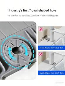 Kitchen Faucet Splash Guard Silicone Pad, Sink Countertop Anti-Stain Draining Mat, Kitchen Sink Drainage Rack, Dish Rack, Soap Pad, Bathroom Sink Draining Mat, Dispenser Bottle Coaster, Kitchen Essentials, Bathroom Accessories - A - View 7