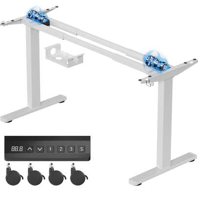 Devoko Electric Height-Adjustable Desk Frame, Dual-Motor Desk Frame, 72-120 Cm Height, 100 Kg Load Capacity, 25 Mm/S Lifting Speed, Compatible With Table Tops 110-200 Cm